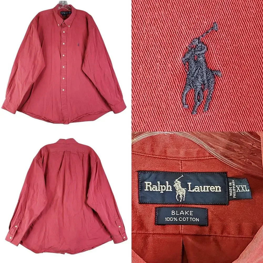 Polo Ralph Lauren Shirt Oxford Button Down Men’s Size XXL Solid Red LS